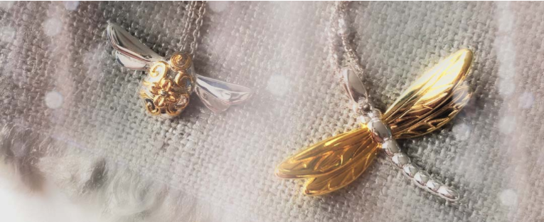 Blossom Flyte Honey Bee and Dragon Fly Necklaces | Nature Inspired Silver Jewellery by Kit Heath