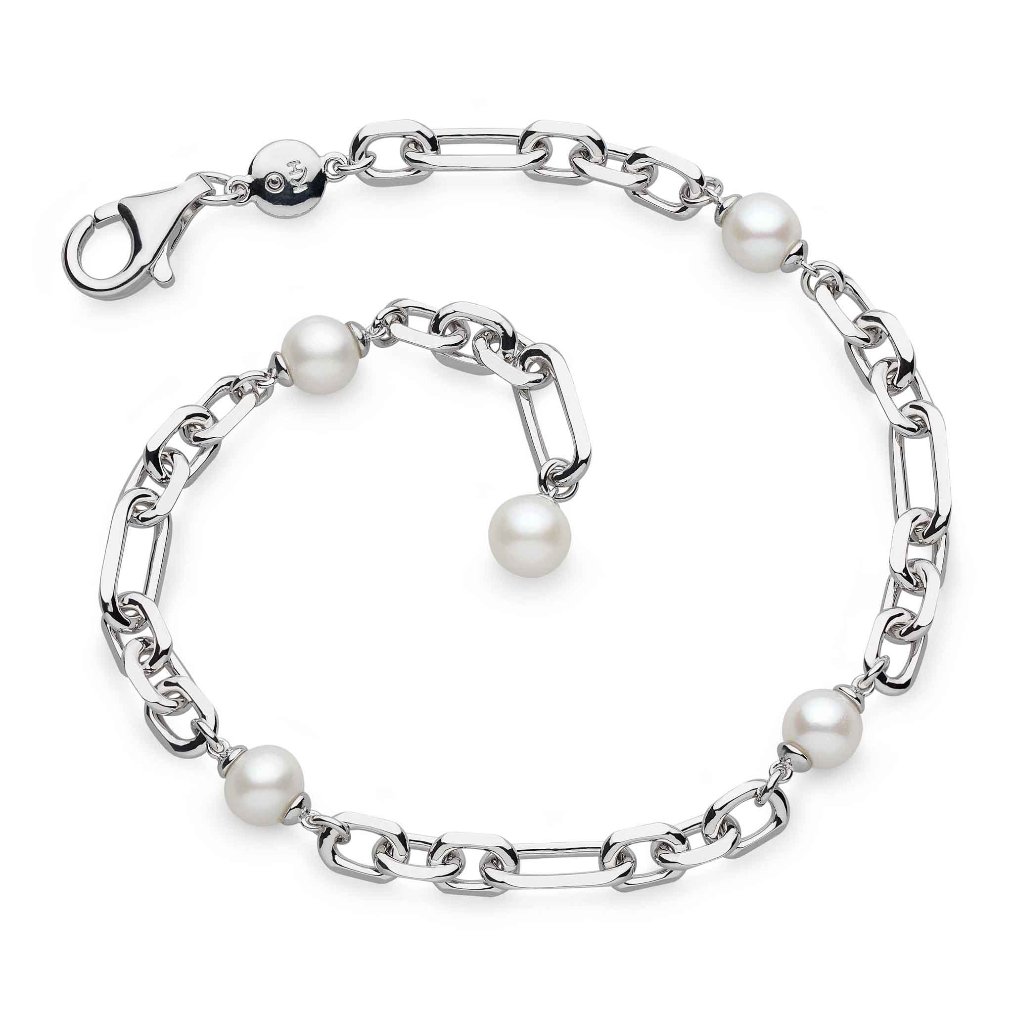 Astoria Figaro Pearl Chain Link Bracelet | Sterling Silver Jewellery by Kit Heath