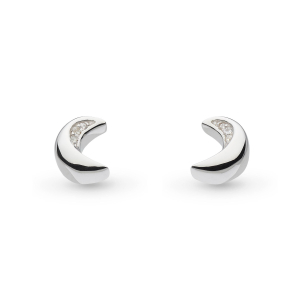 Sterling Silver Miniature Sparkle CZ Mini Moon Stud Earrings by Kit Heath