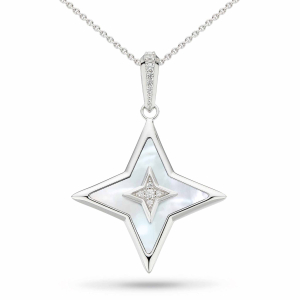 Sterling Silver Empire Astoria Glitz Mother of Pearl & CZ Star Necklace by Kit Heath