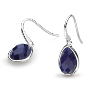 Sterling Silver Coast Pebble Lapis Lazuli Drop Earrings by Kit Heath