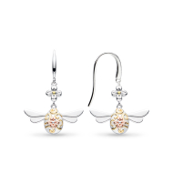 Sterling Silver, Gold and Rose Gold Plate Blossom Flyte Queen Honey Bee Drop Earrings by Kit Heath
