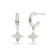 Sterling Silver Empire Astoria Starburst CZ Star Semi-Hoop Stud Drop Earrings by Kit Heath