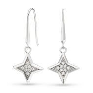 Sterling Silver Empire Astoria Starburst CZ Star Drop Earrings by Kit Heath