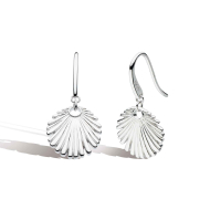 Rhodium Plated Sterling Silver Essence Radiance Fan Drop Earrings By Kit Heath Displayed As A Pair