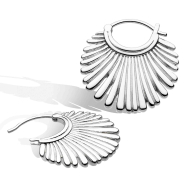 Rhodium Plated Sterling Silver Essence Radiance Grande Fan Hoop Earrings By Kit Heath As Shown By Close-up Image