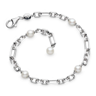 Revival Figaro Pearl Chain Link Bracelet